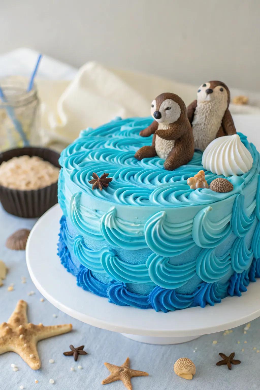 Transfer the allure of the ocean to your table with an ocean-inspired otter cake.