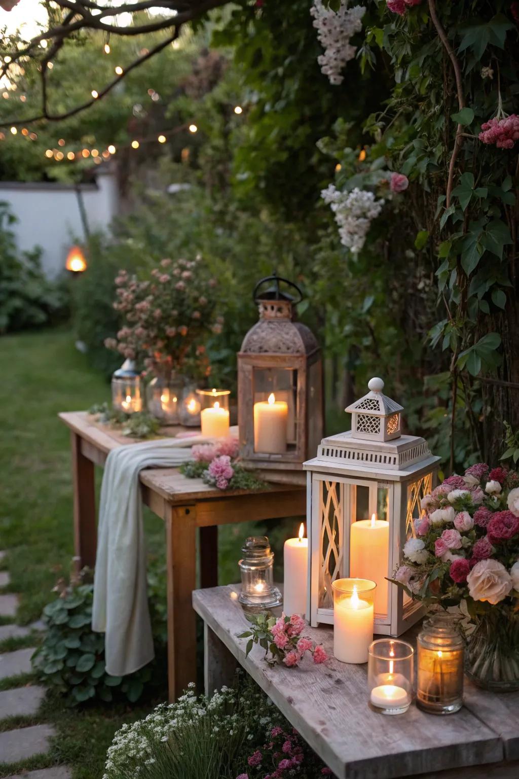 A captivating fusion of lamps and flameless candles, perfectly suited for twilight gatherings.