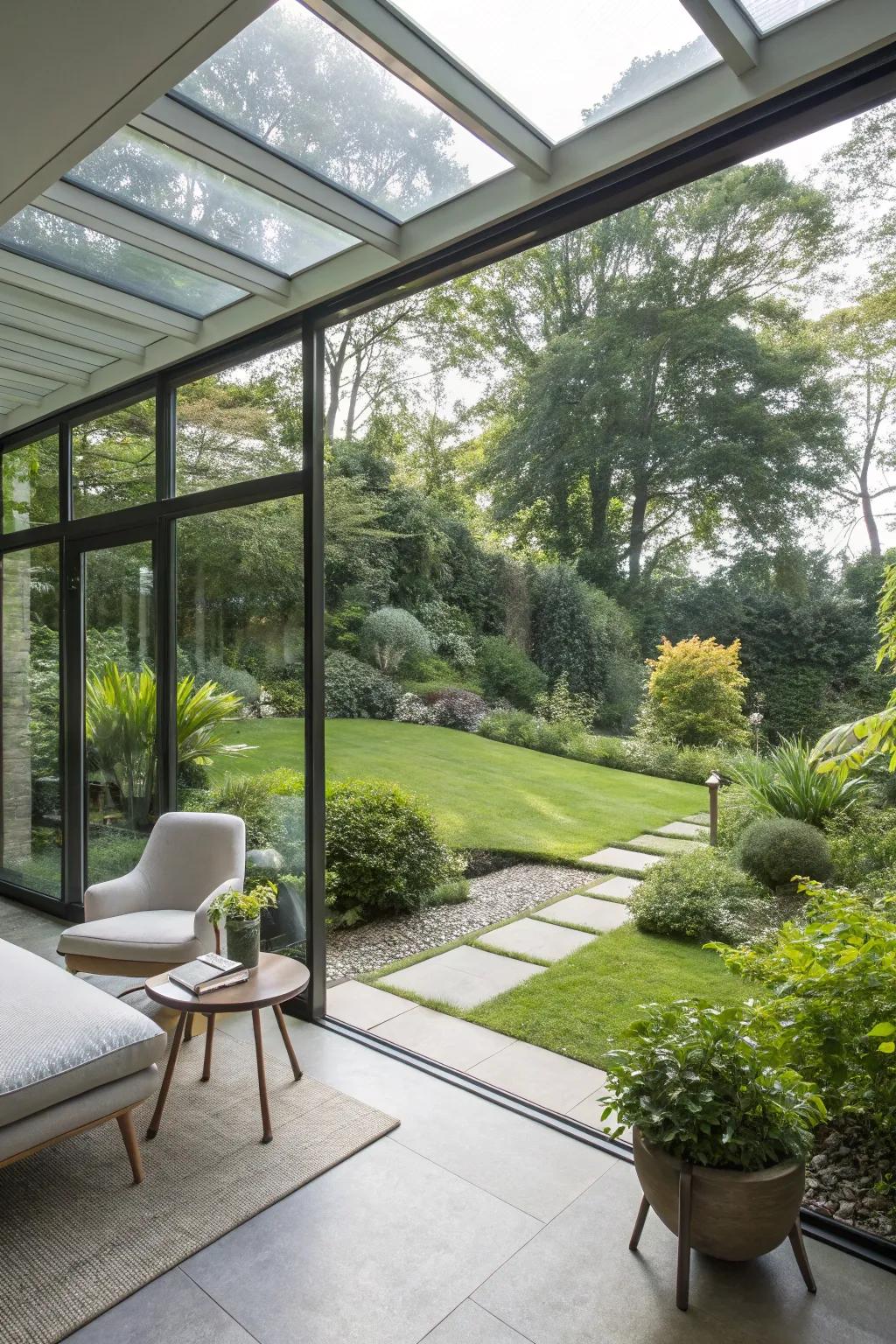 A modern garden room featuring a clean and open design.