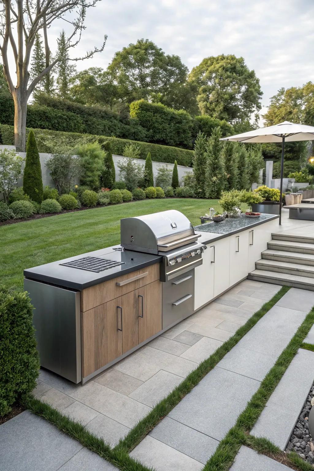 Whip up something amazing in your elegant outside kitchen.