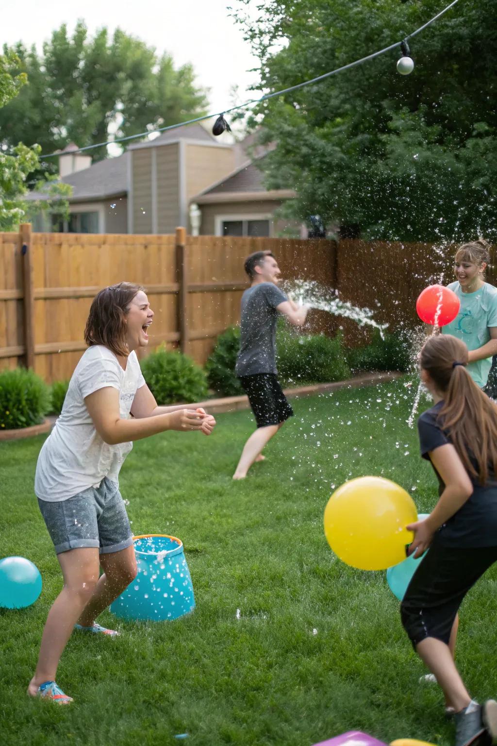 Aqua balloon scrimmage injecting joy into the outdoor celebration