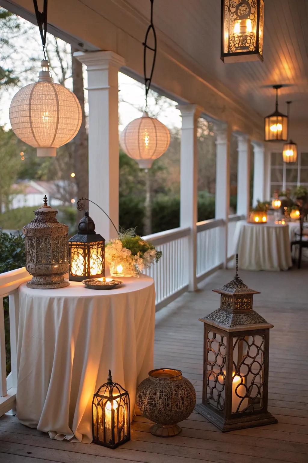 Lamps impart sophistication and warmth to your porch.
