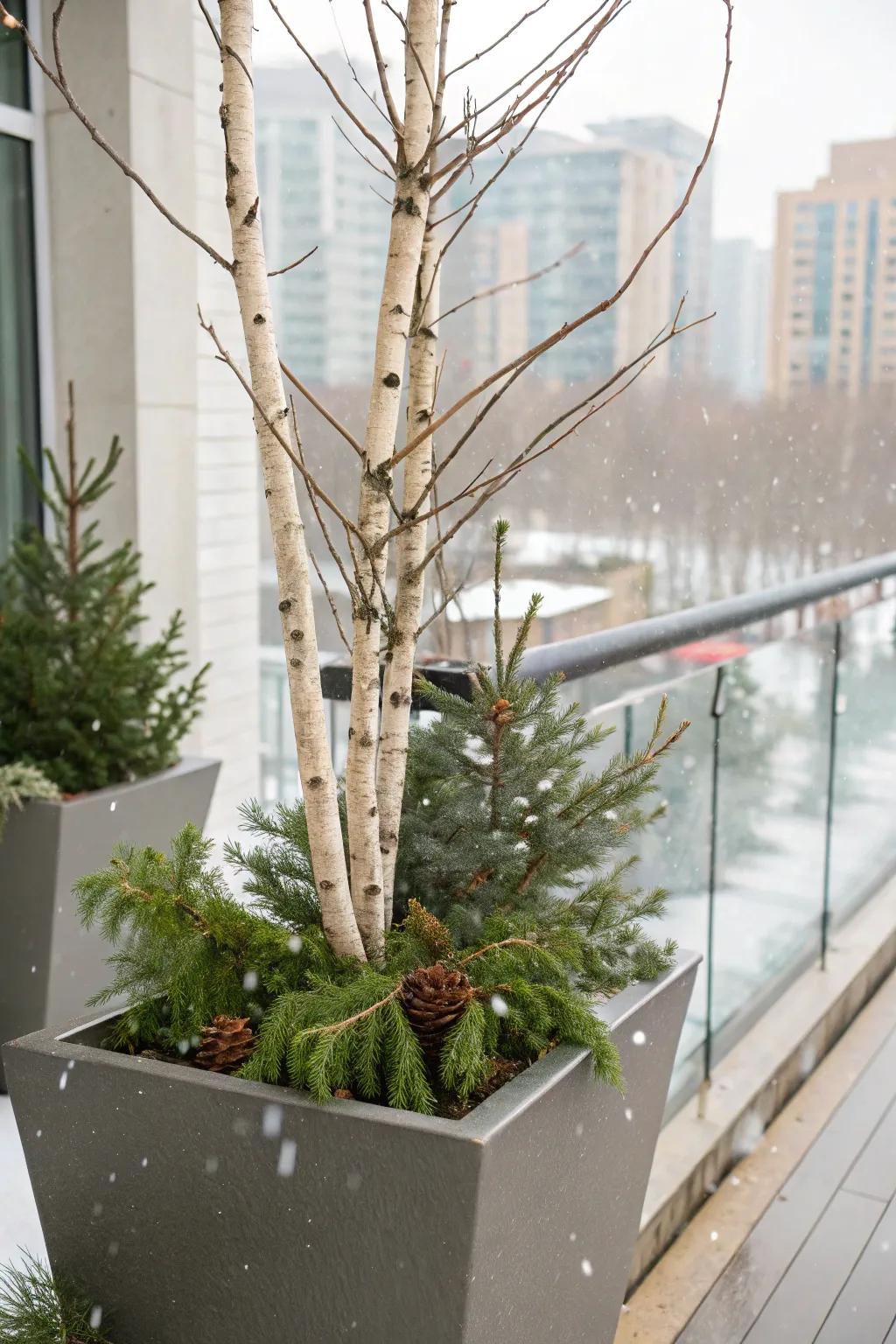 Whitebark twigs provide height and beauty to your pot.
