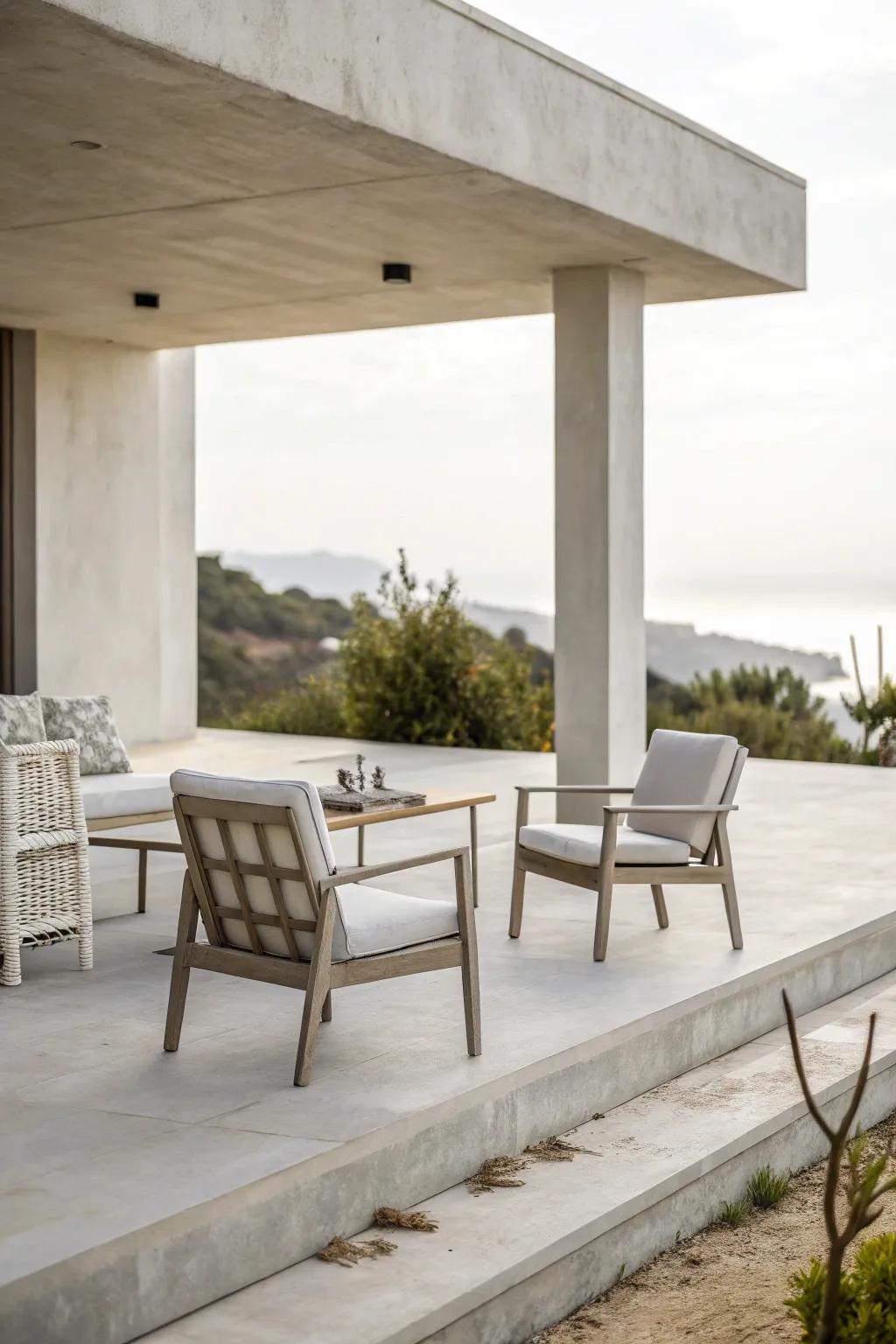 Forge a polished and up-to-date appearance with a concrete patio.
