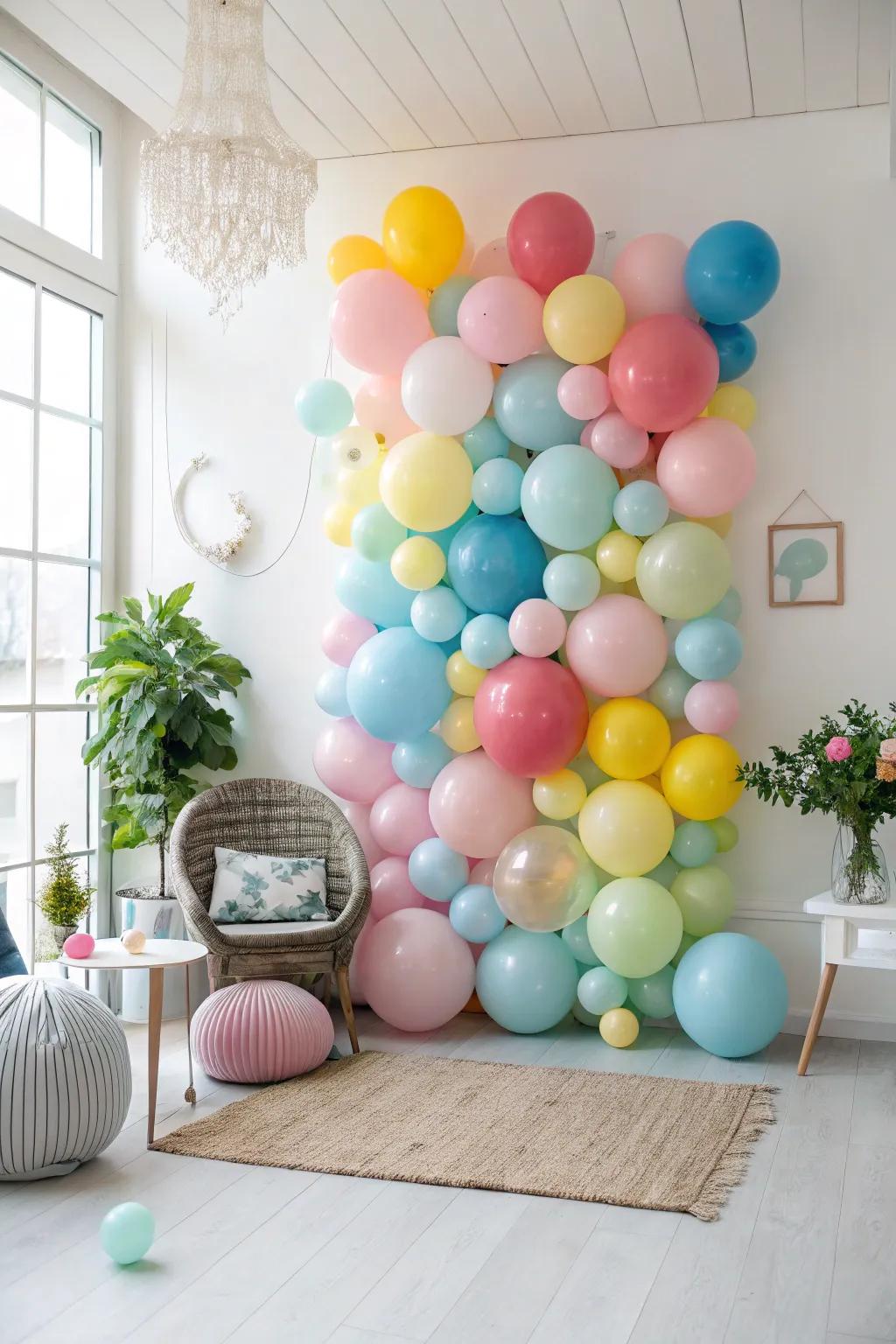 A lively balloon display injects a burst of vibrancy into each picture.