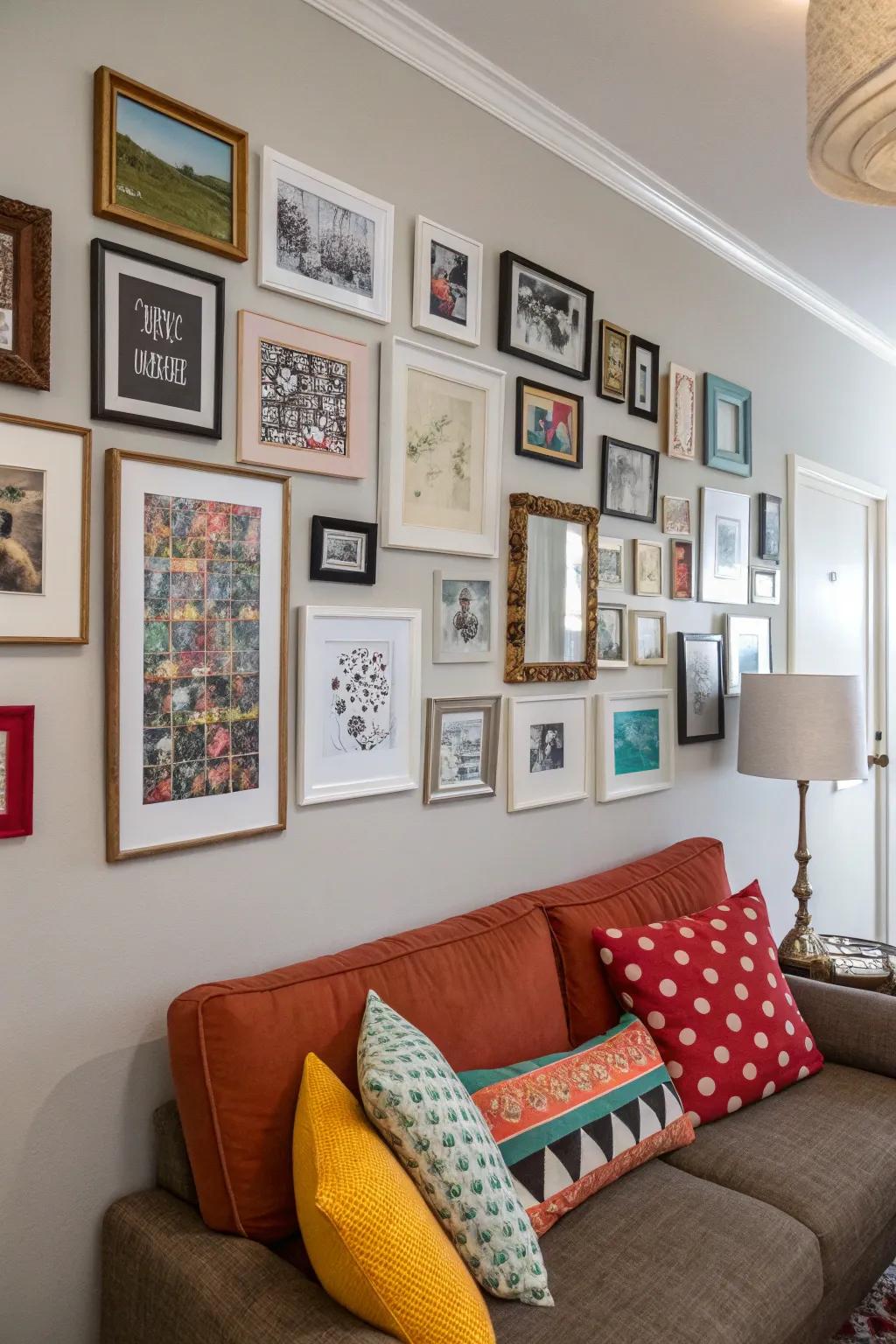 An eclectic mix of frames brings warmth and personality to your space.
