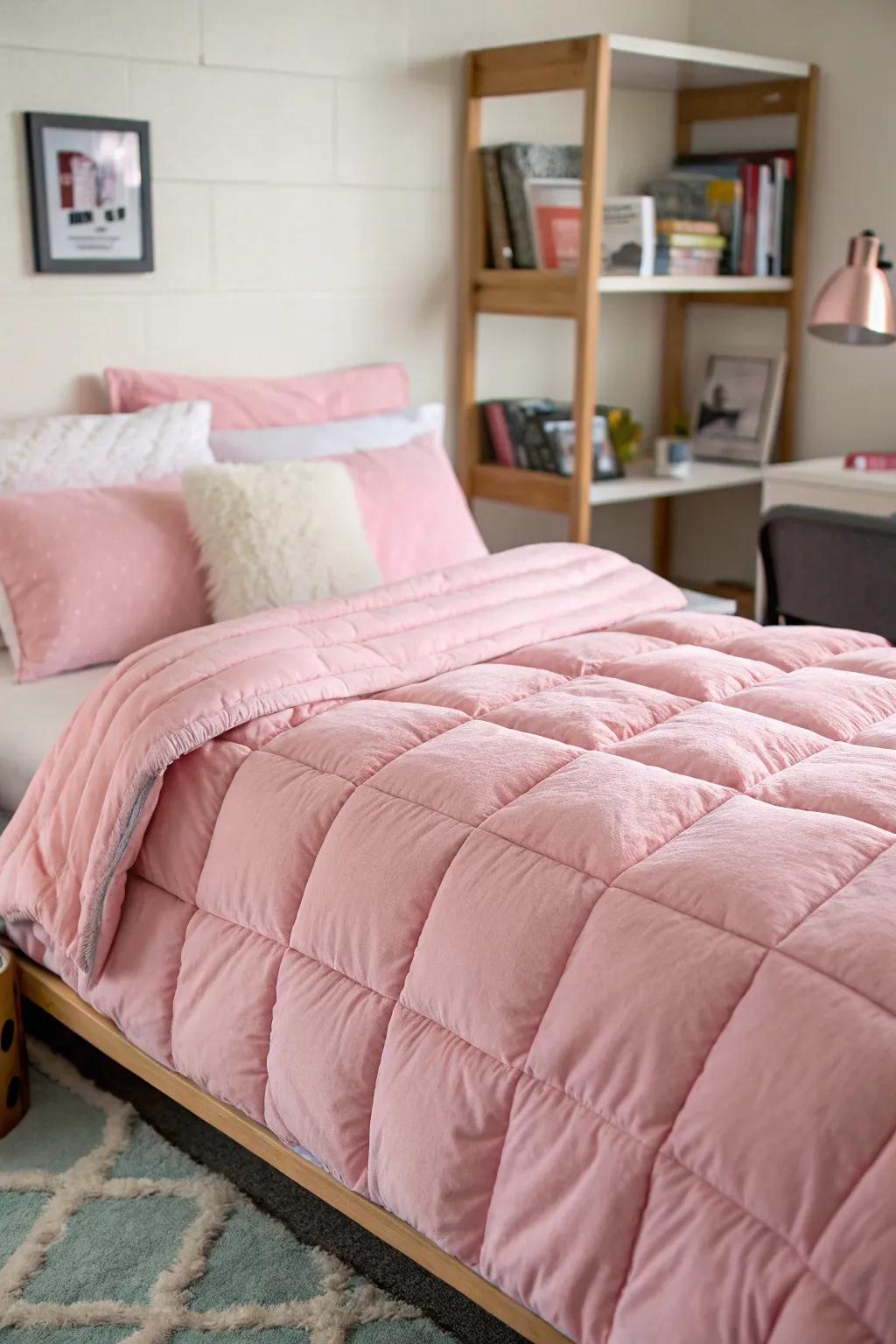 Soft bedding turns your dorm bed into a comforting escape.