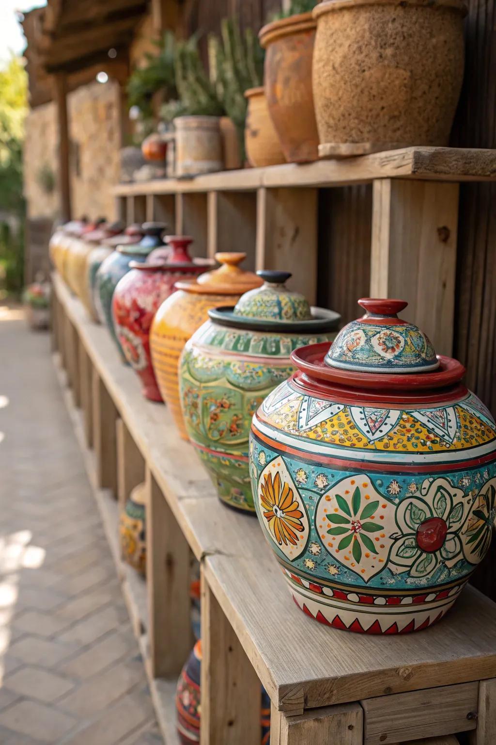 Infuse vibrancy through decorative pots.