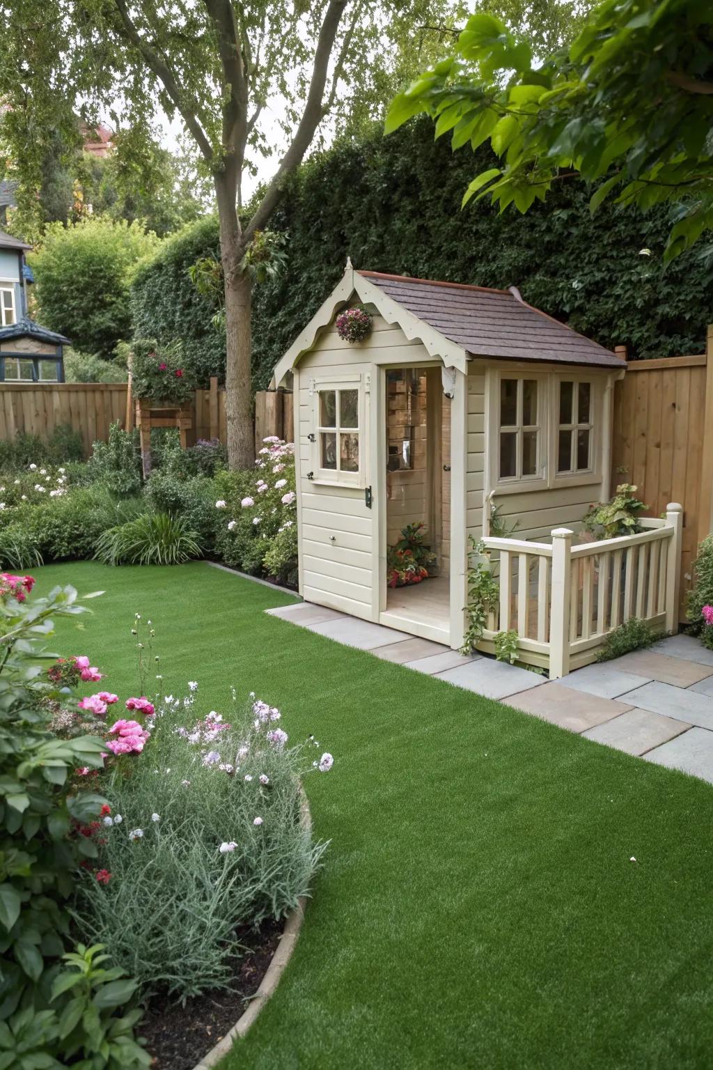 Artificial turf transforms play into an evergreen paradise&mdash;effortlessly.
