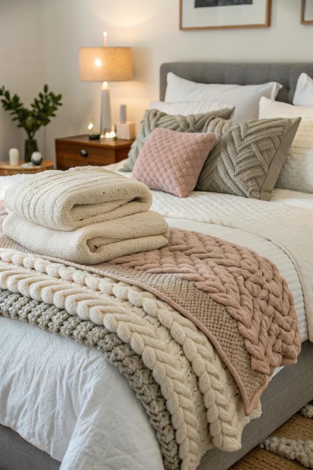 Layered bedding converts a bed into a lavish retreat.