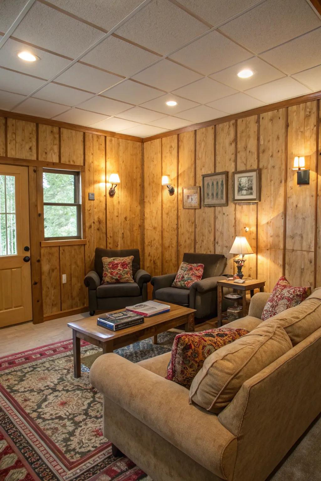 Plywood paneling provides a comforting, warm element to any living space.