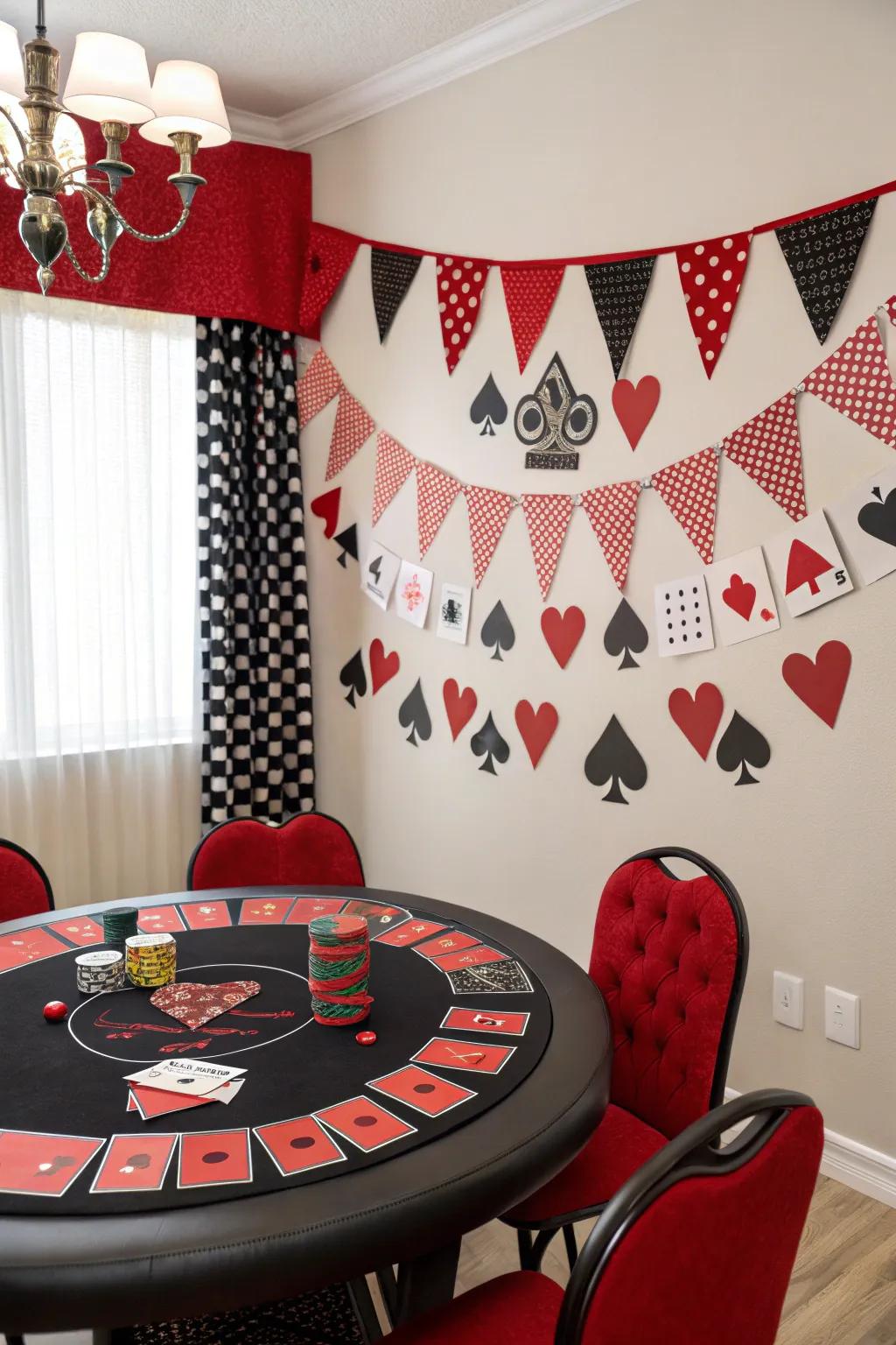 Make your place feel like a casino using creative poker-themed ornaments.