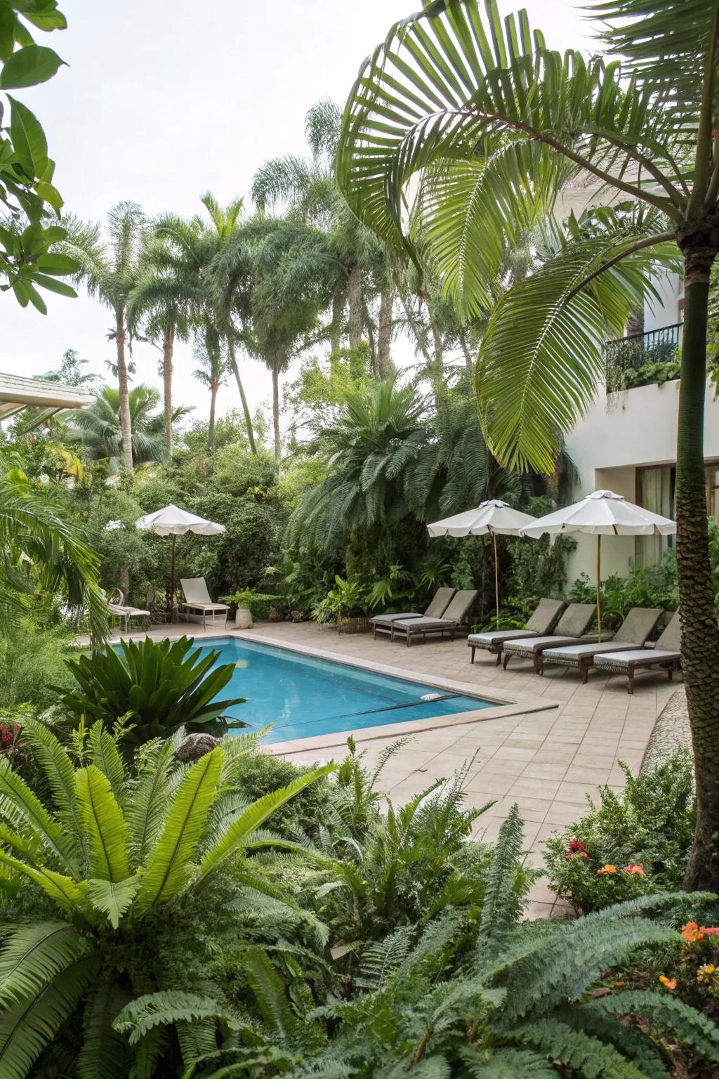Exotic plants transform your pool into a personal sanctuary.