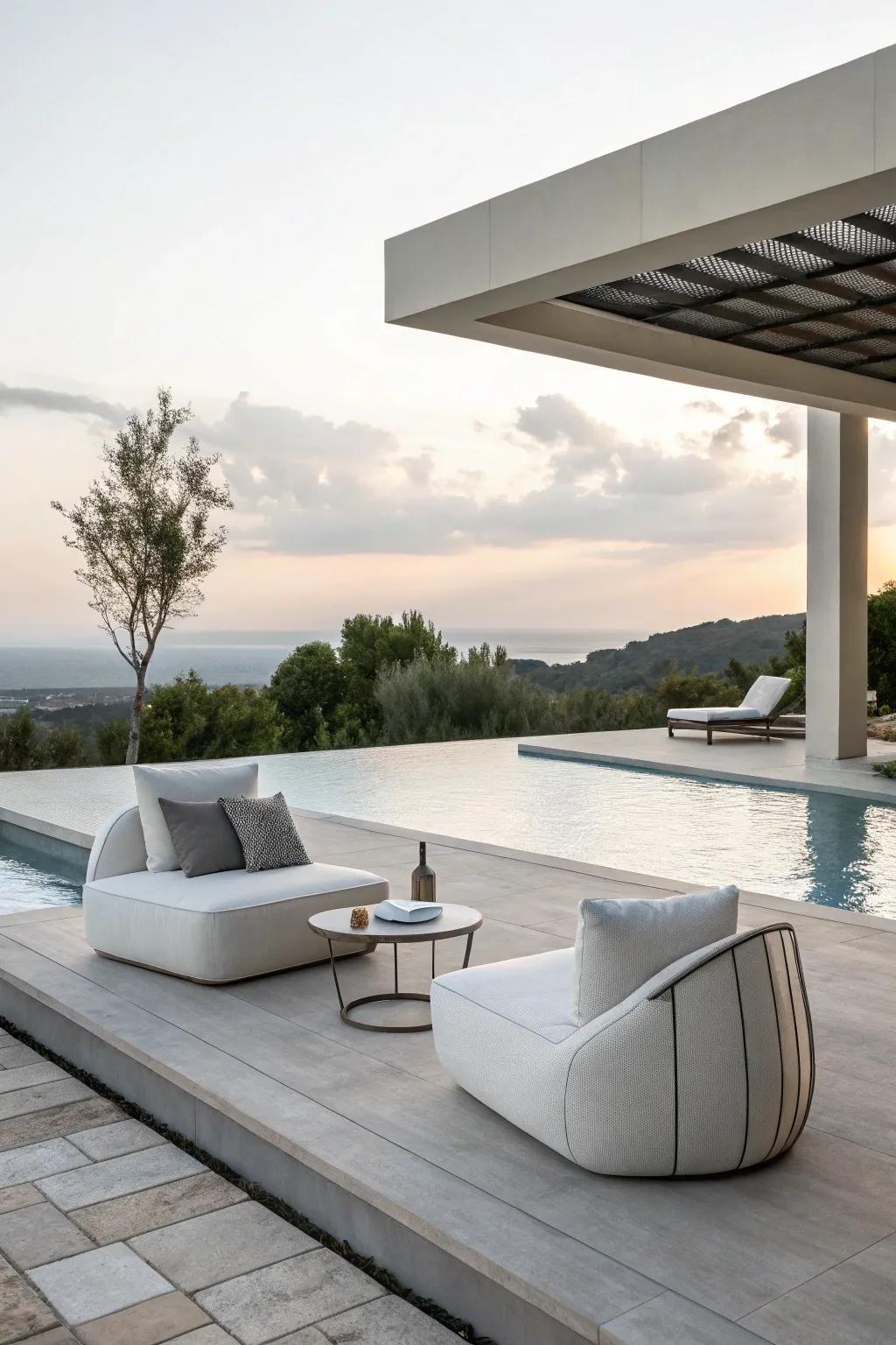 Your pool area can become a tranquil haven with a minimalist design.