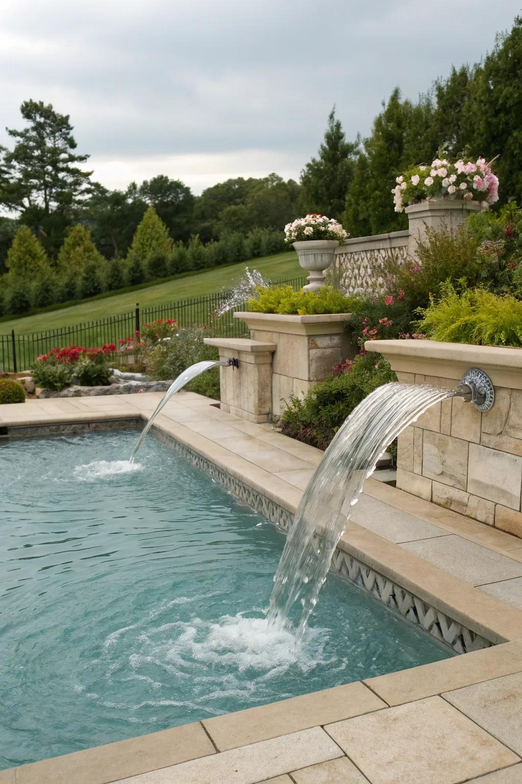 Spillover spouts give refinement and allure to your pool's aesthetic.