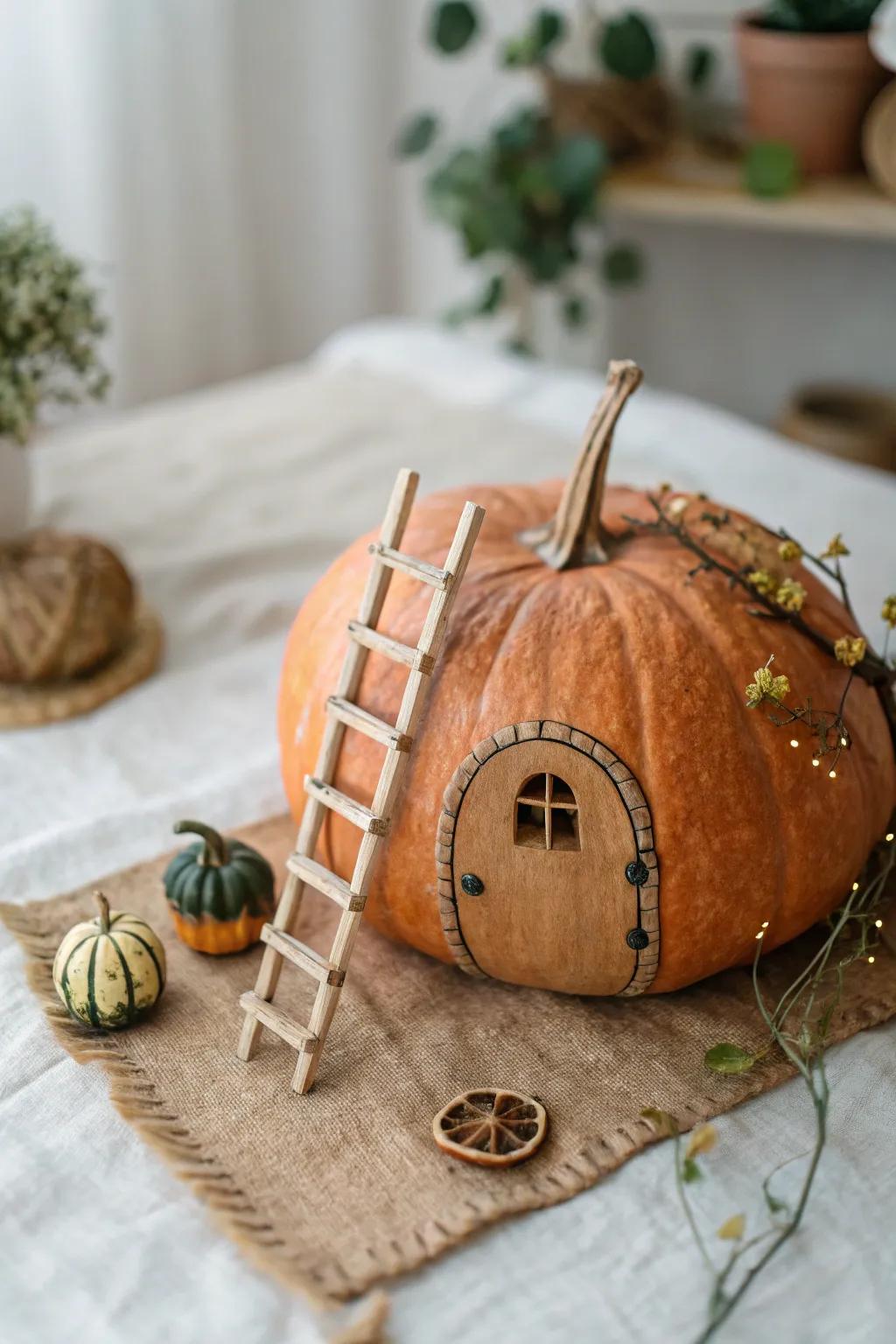 Mount toward enchantment with this branch ascension leading to your pumpkin fairy residence.