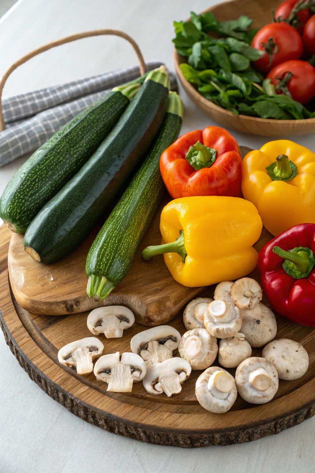 A colorful assortment of vegetables perfect for a vegetarian raclette.
