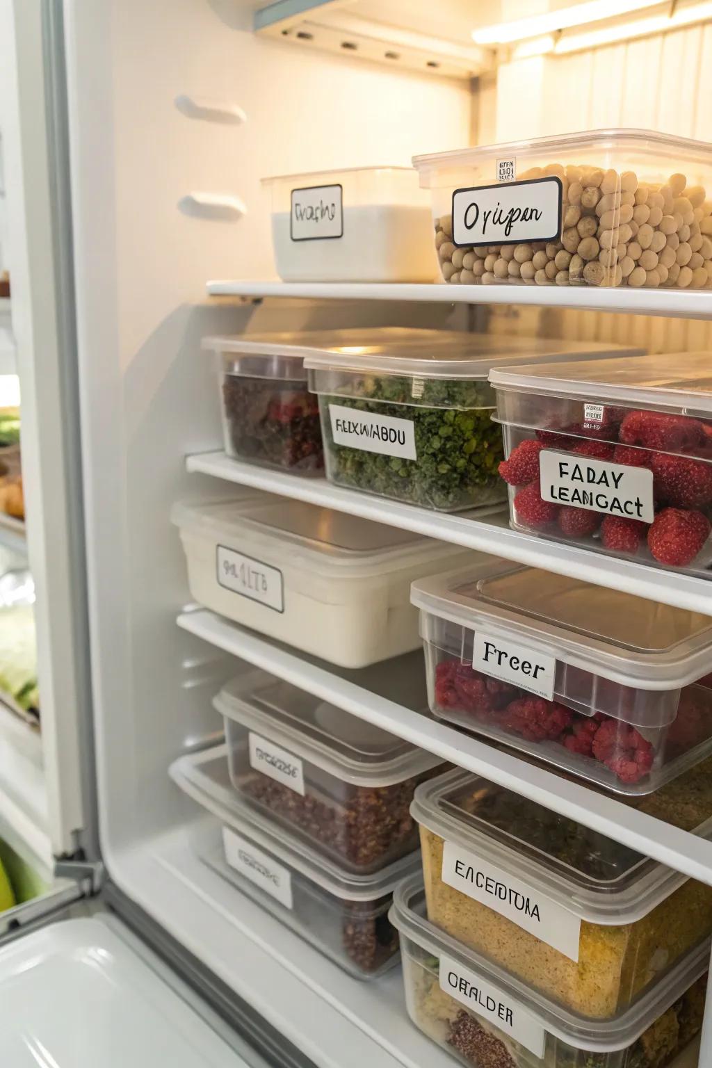 Marking containers keeps your fridge coordinated and practical.