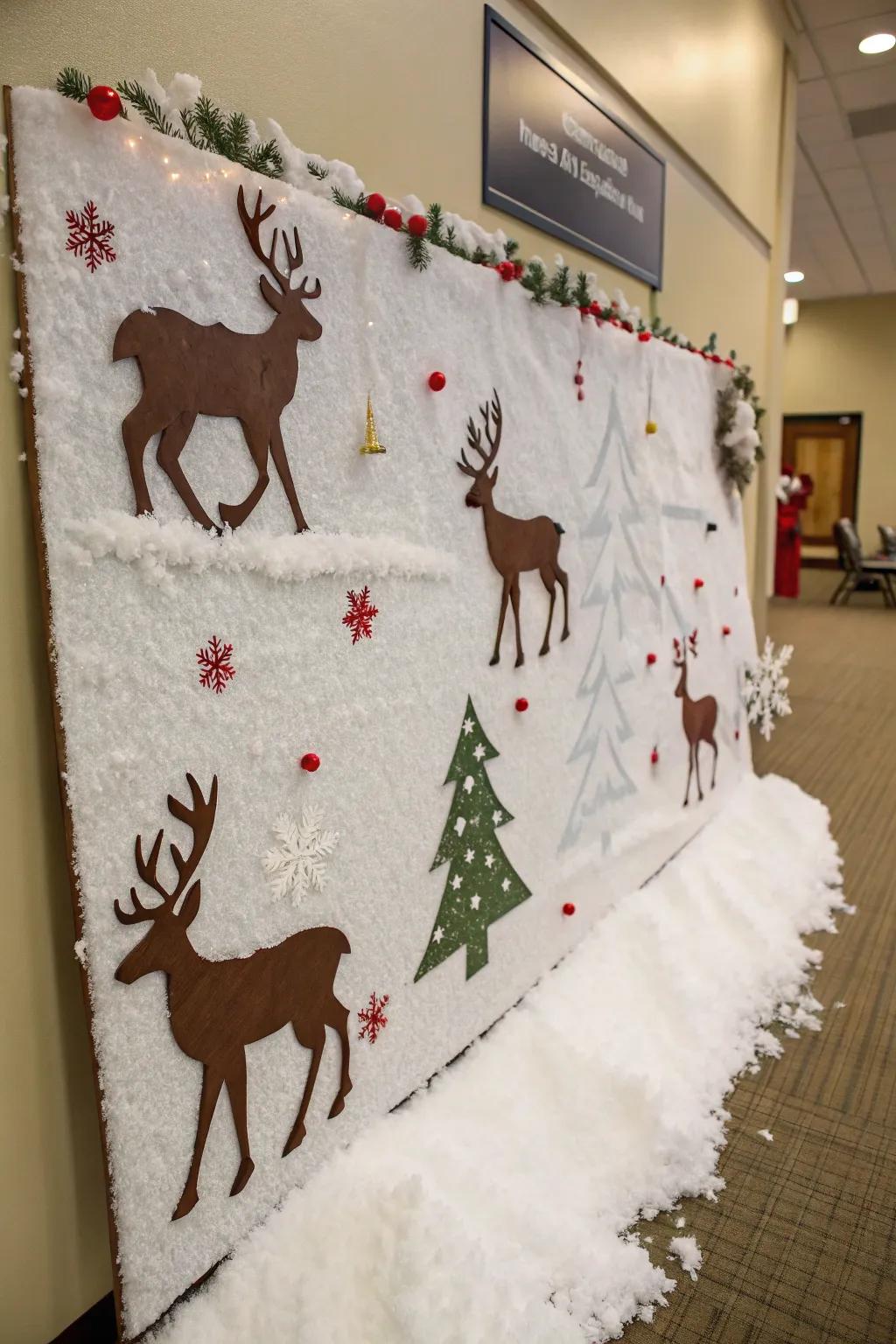 An icy reindeer dreamscape delivers the enchantment of winter indoors.