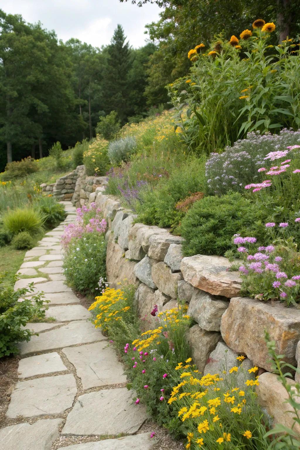 Authentic stone walls merge perfectly with the surrounding natural environment.