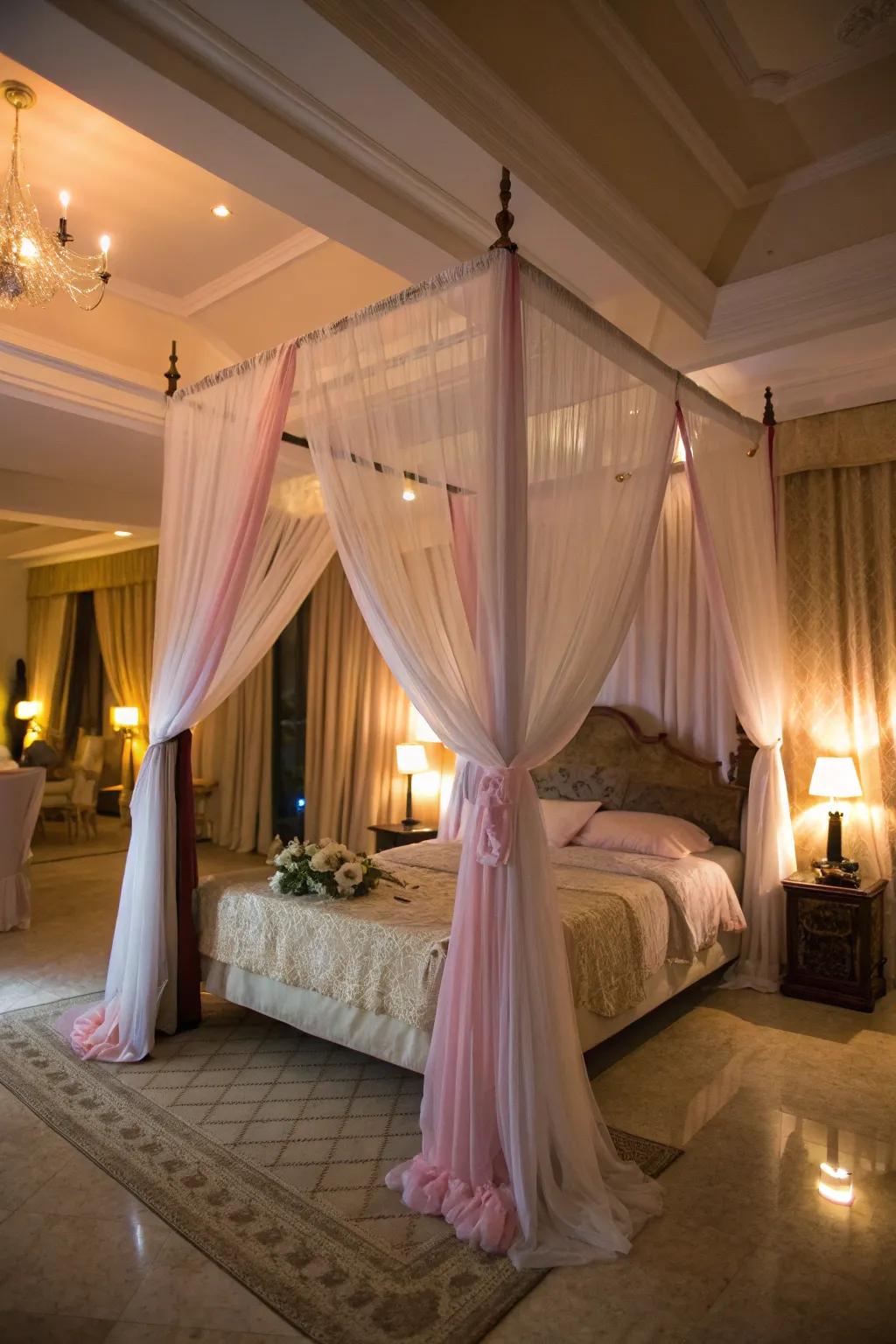 A canopy bed imparts sophistication and privacy.