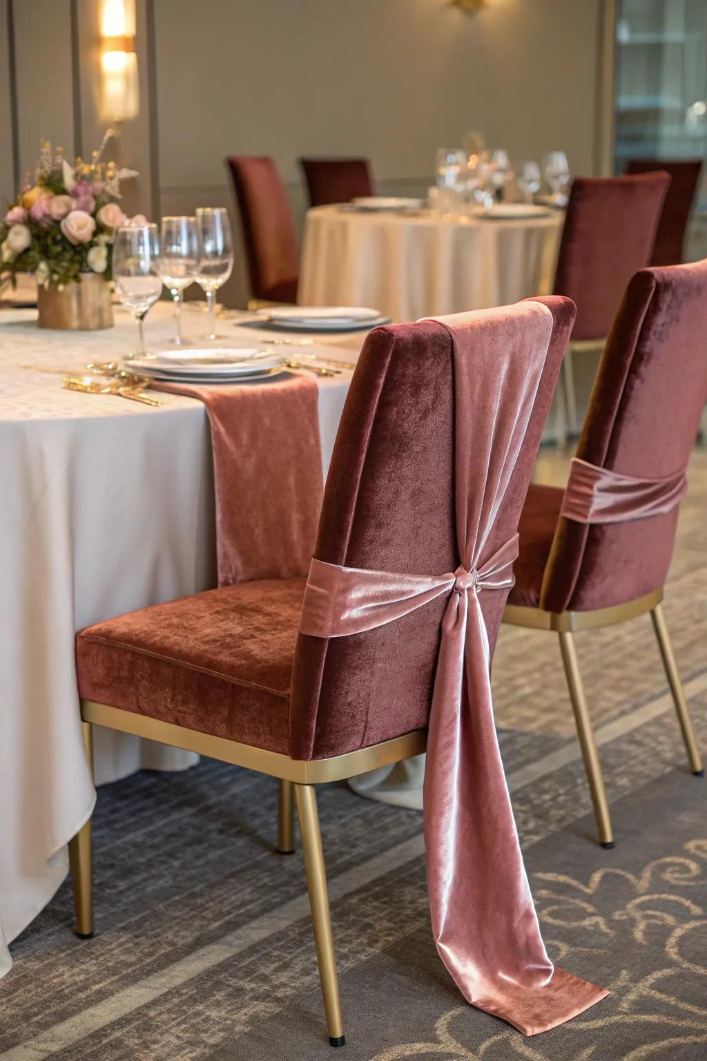 Soft textiles bestow comfort and elegance upon your romantic dining arrangement.
