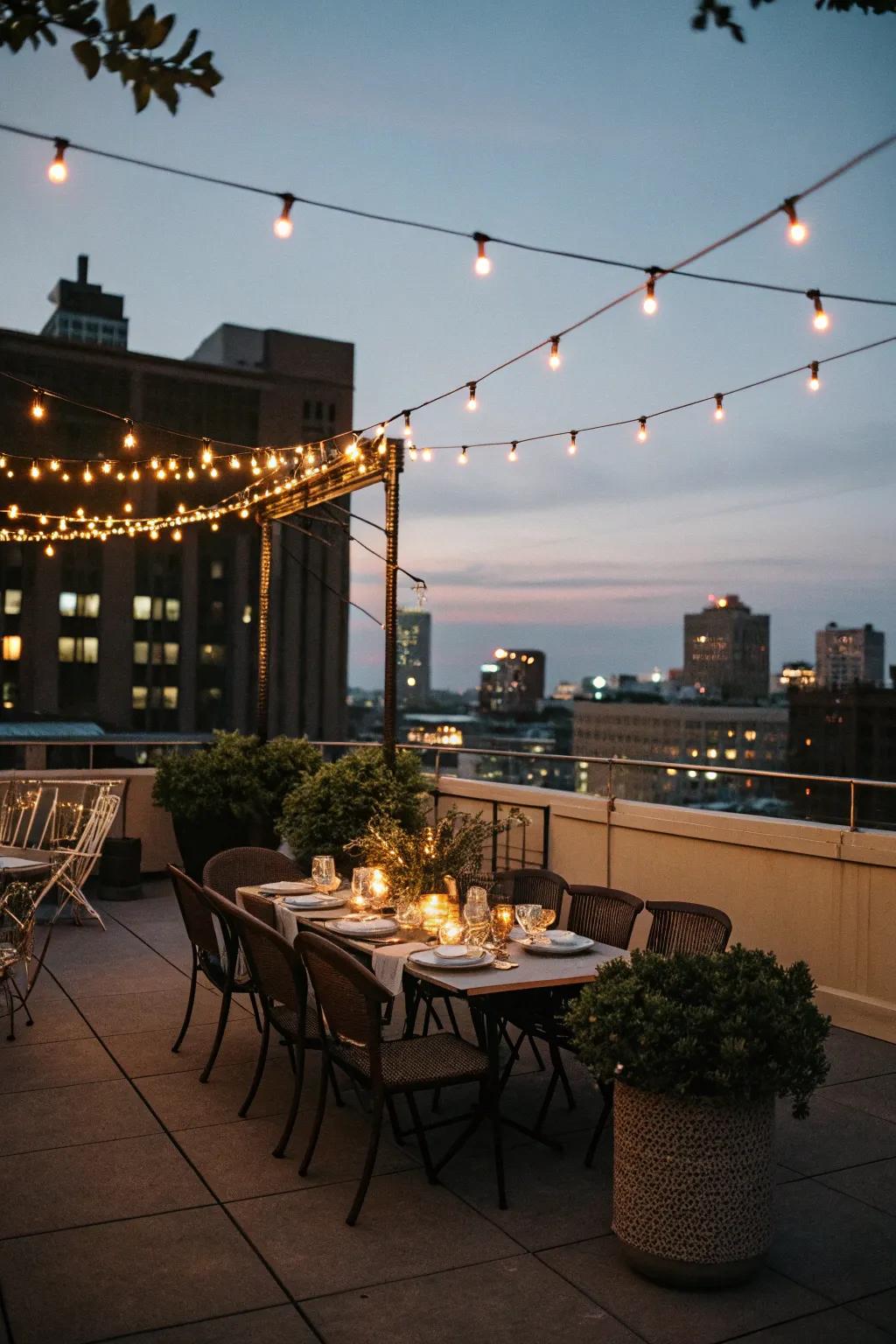 Charming rooftop dining beneath the stars.