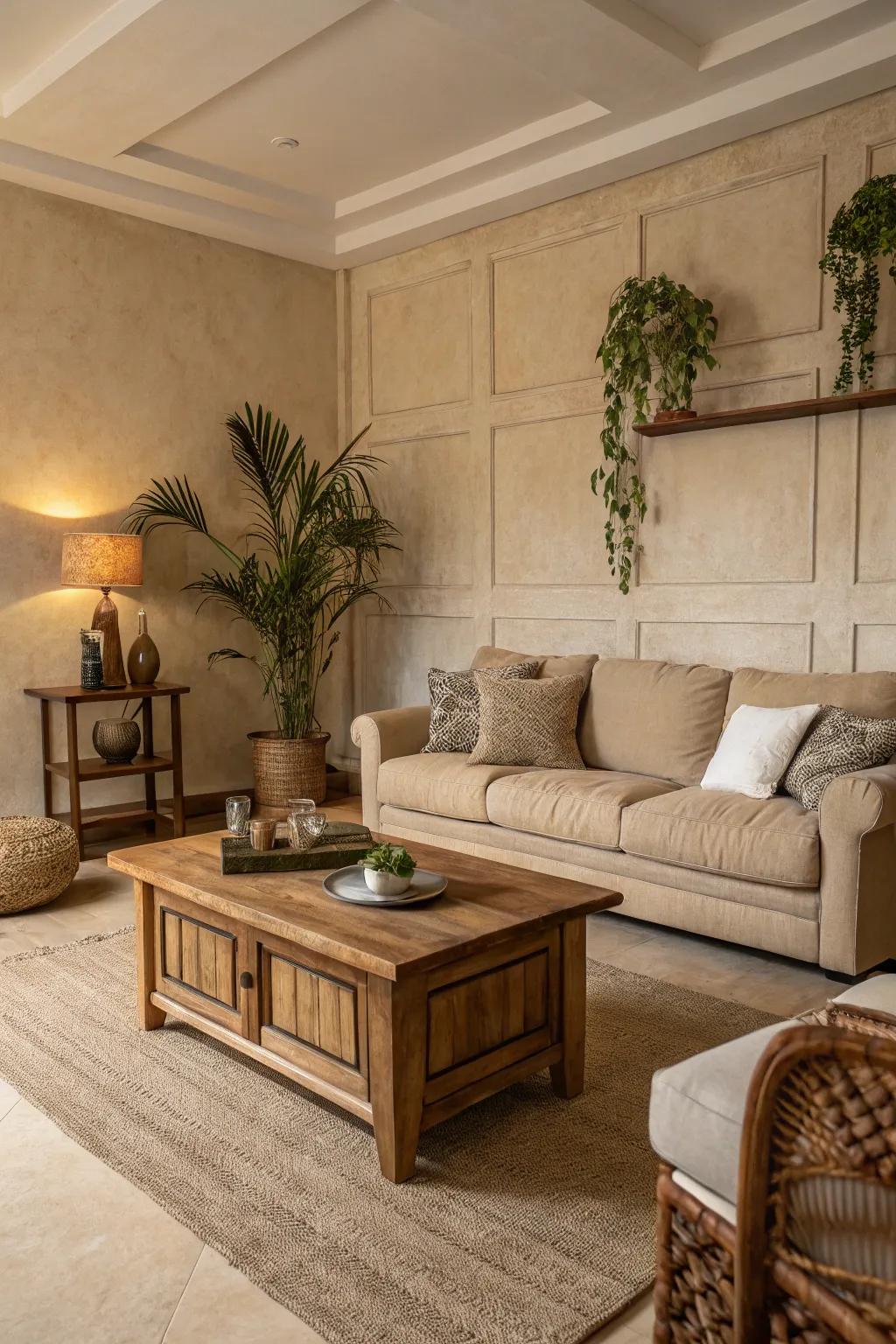 Neutral tones fashion a reposeful and open area.