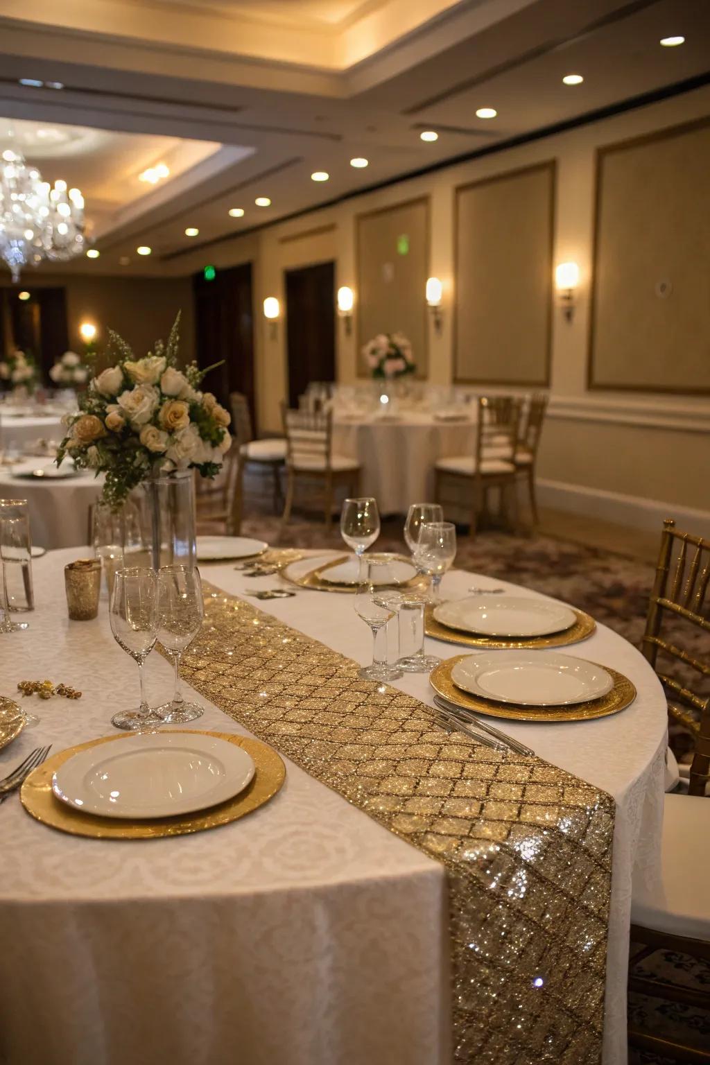 Glimmering features amplify refinement to any table presentation.