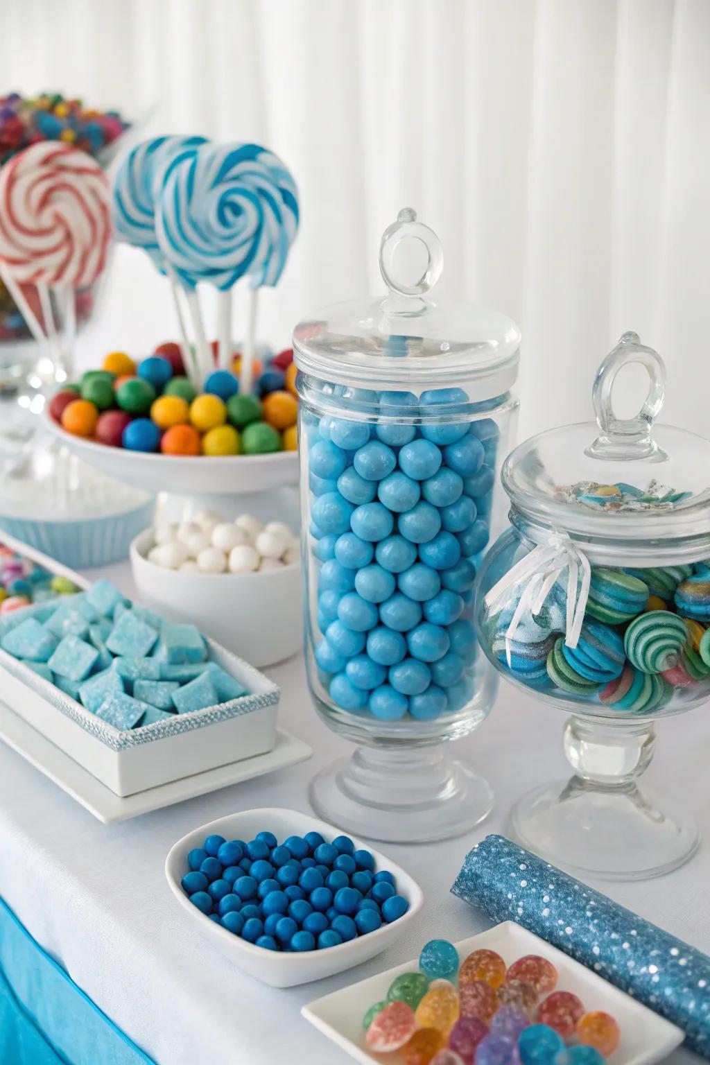 A vibrant assortment of blue sweets introducing both pigment and composition to the setup.