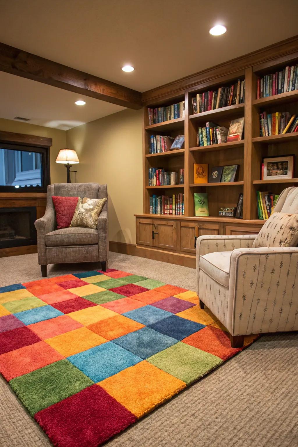 Layering rugs effectively defines areas within an open-concept space.