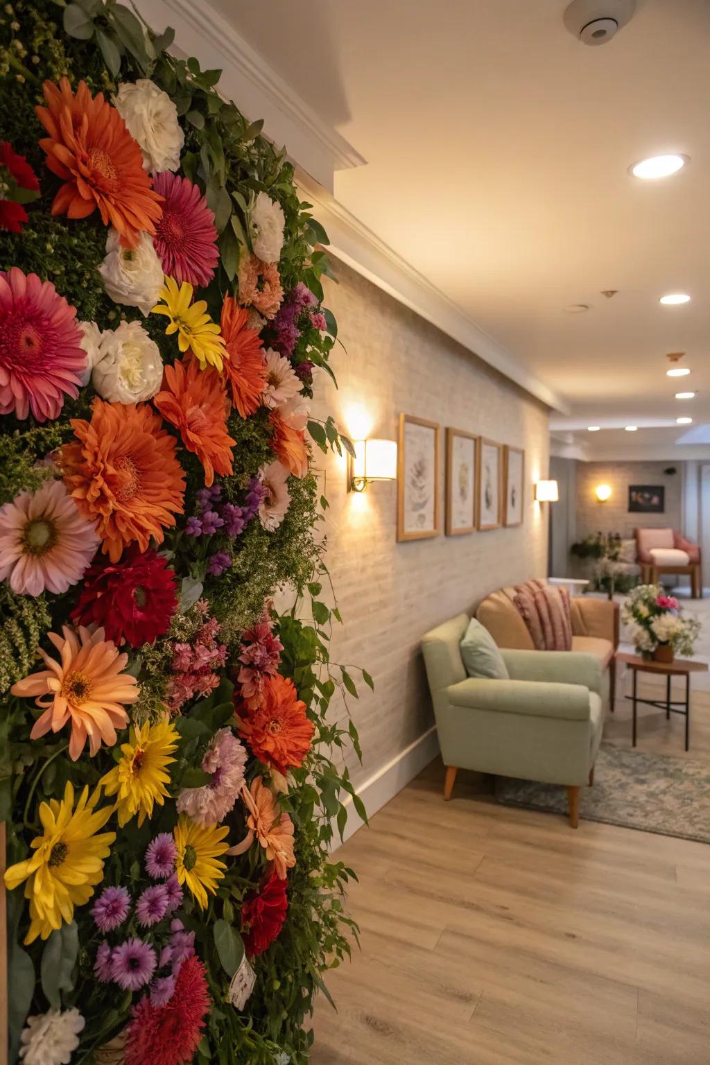 Turn your wall into a floral paradise for stunning selfies.
