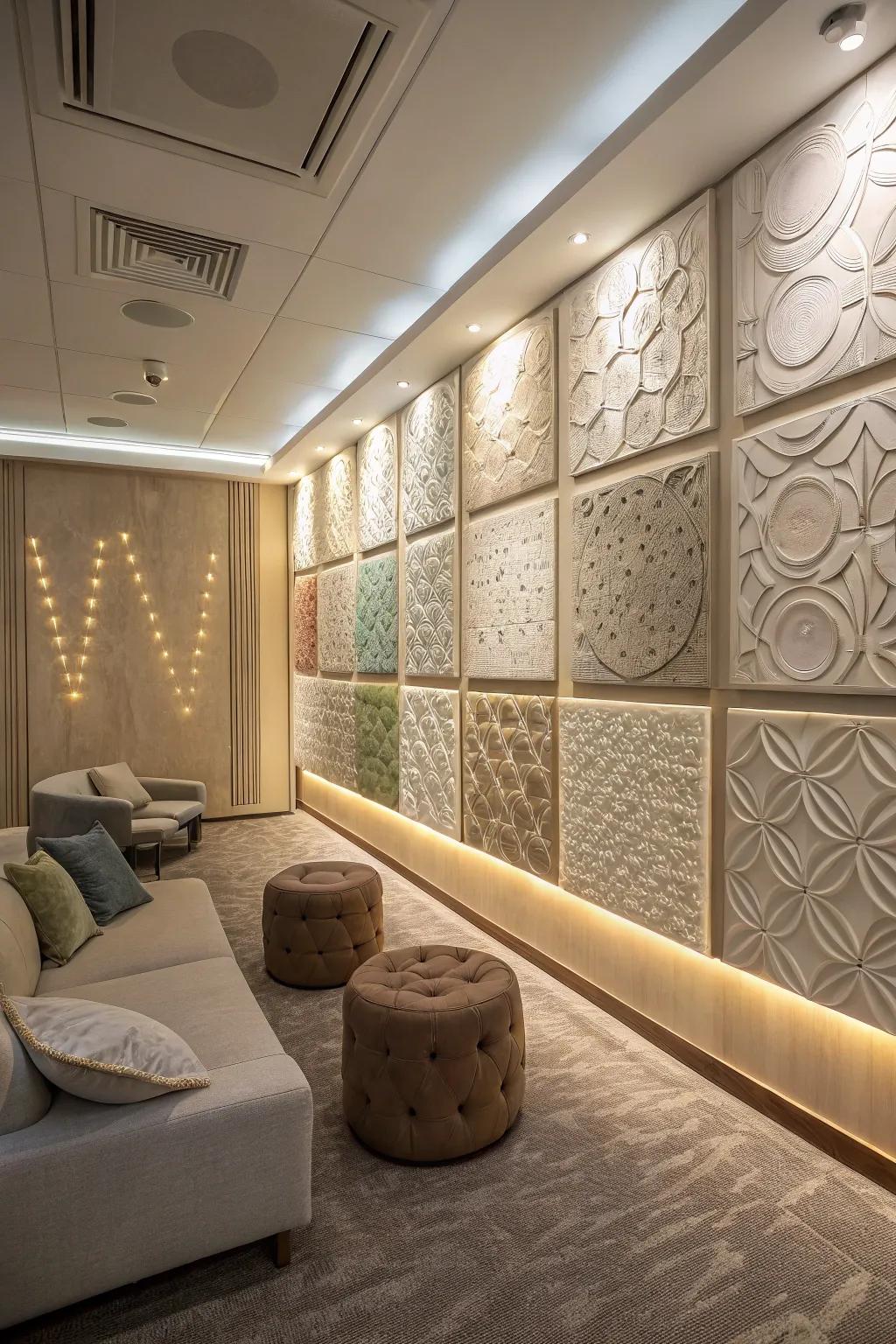 Walls designed for interaction, inviting touch and exploration.