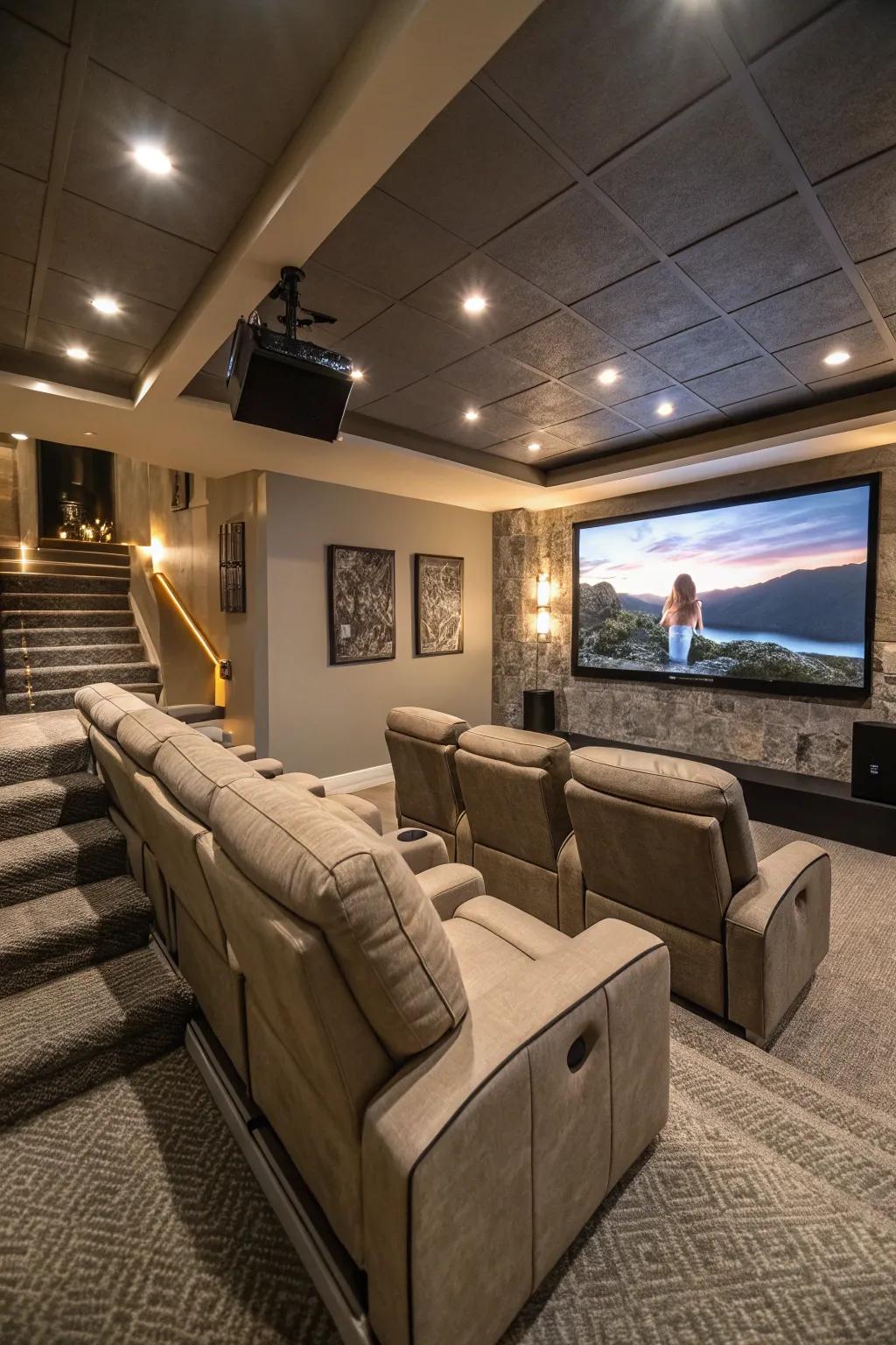 Comfort-focused recliners thoughtfully arranged in a home theater environment.