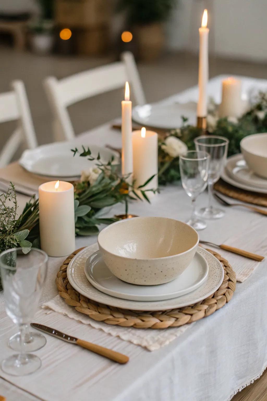 Understated refinement in table arrangements.