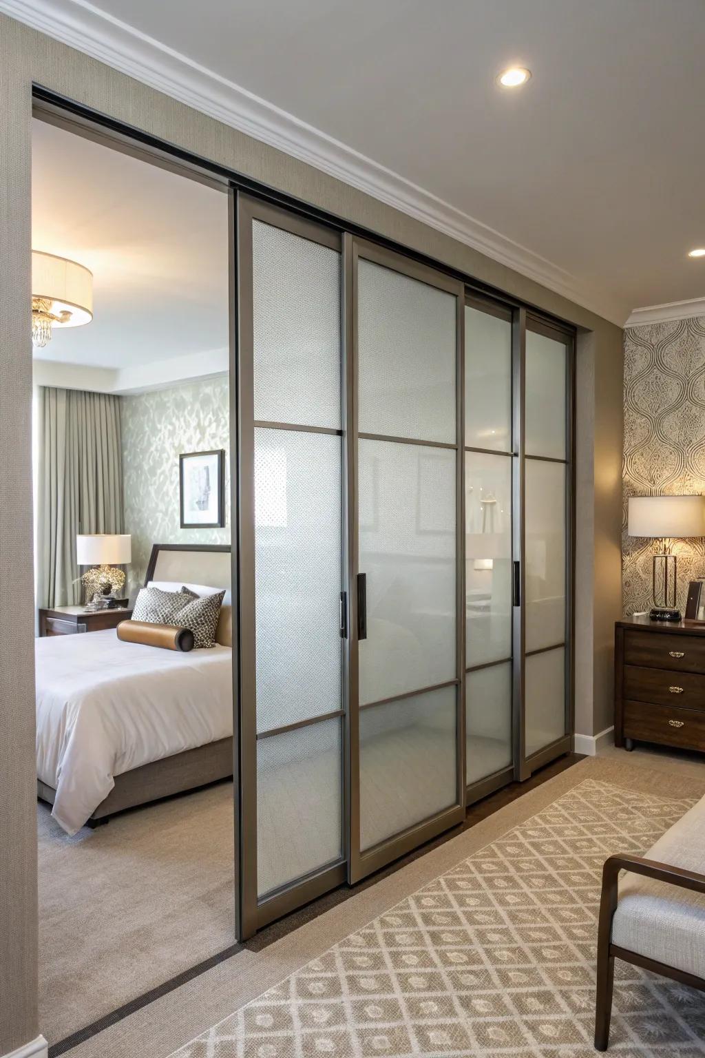 Elegant frosted glass panels for a chic finish.