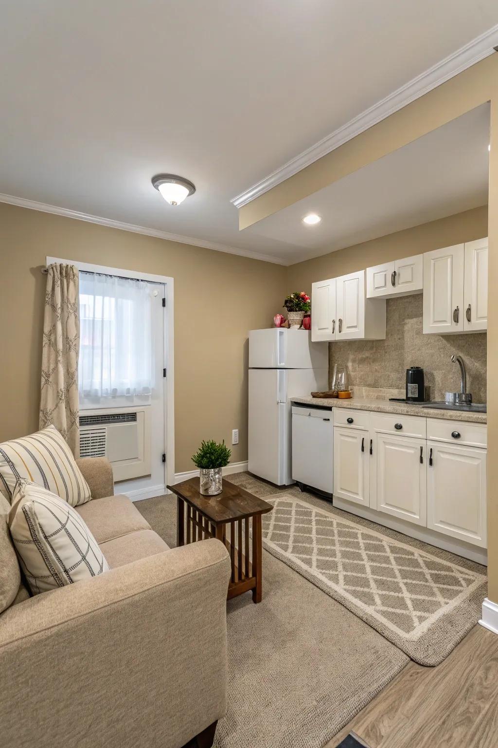 Neutral colors make small spaces feel more open and airy.