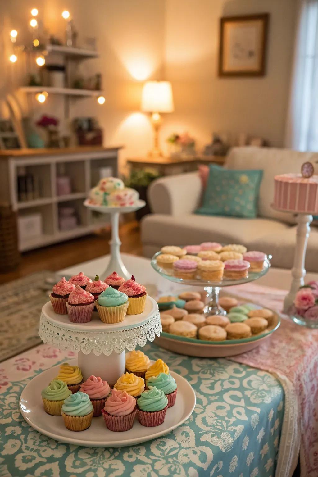 A charming dessert table setup for a sweet celebration.
