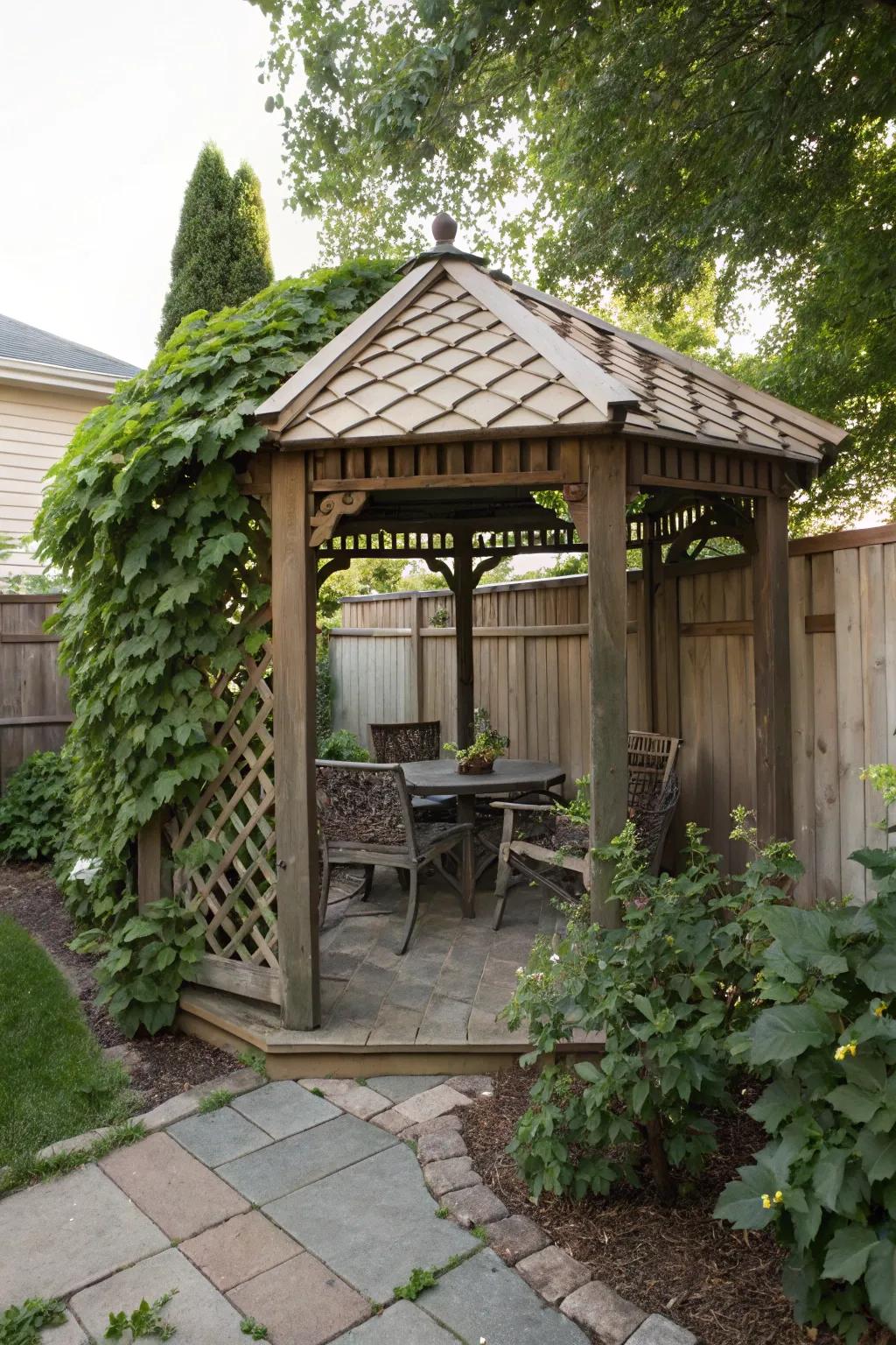 Bask in the sunlight with an open-air arbor.