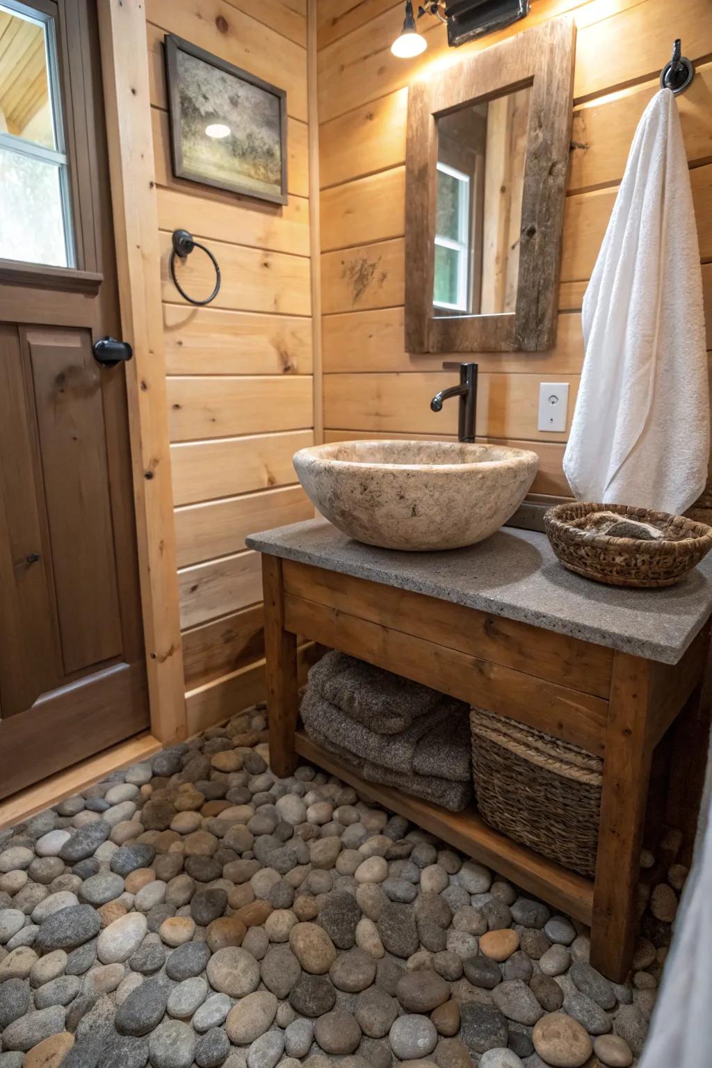 Natural stone elements bring elegance and durability to the space.