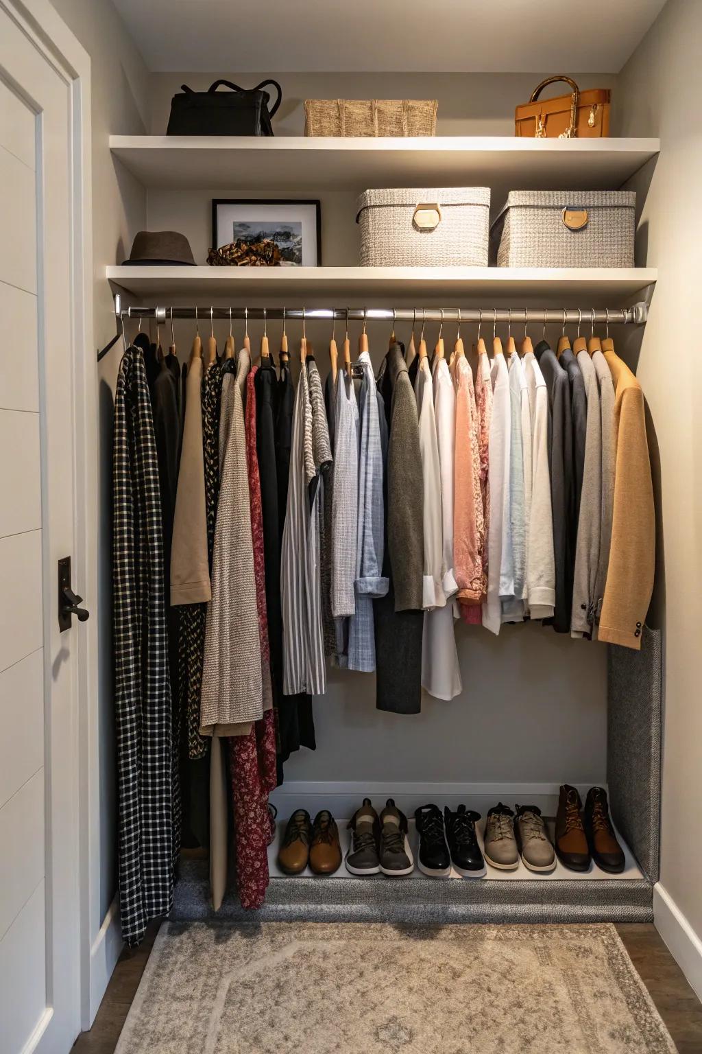 Increase your hanging capacity by adding an additional rod.