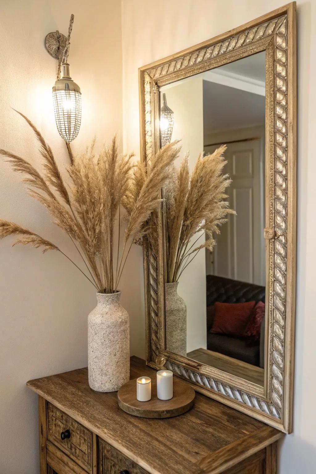 Looking glasses can enhance light and space in a room.