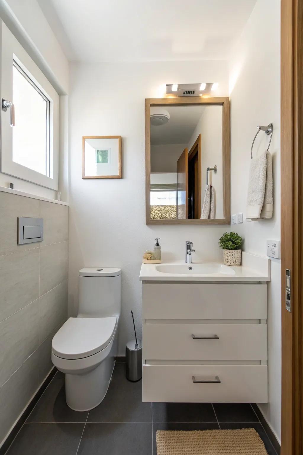 Wall-hanging elements create more space and a modern aesthetic.