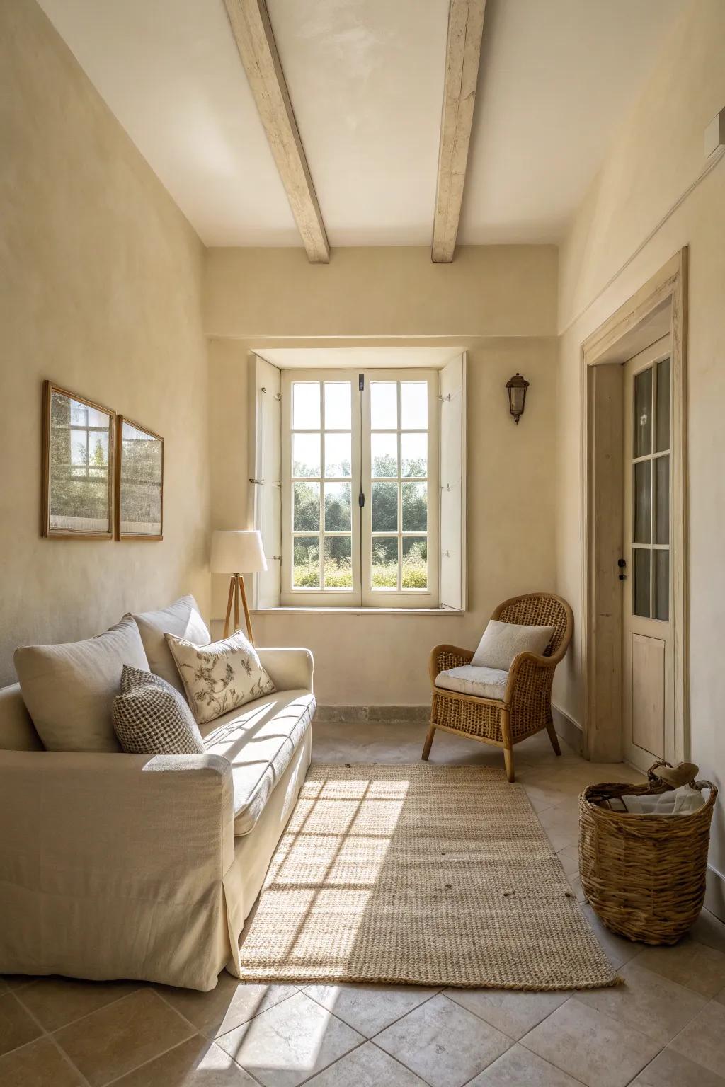 Small spaces are made more light and airy by the use of light colors.