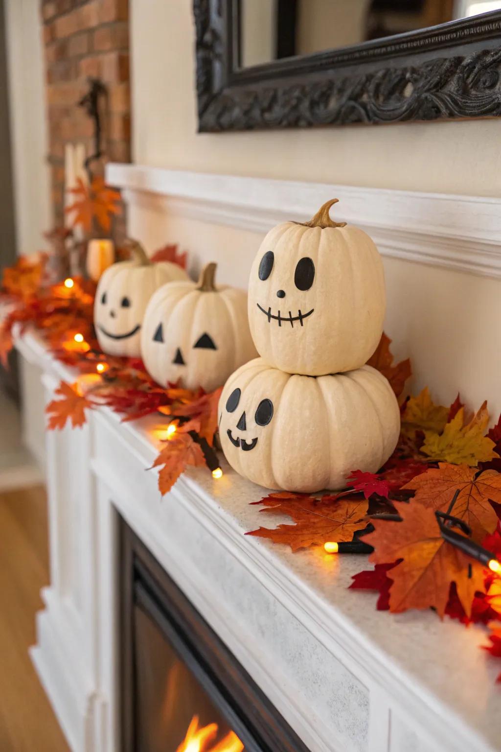 Little Jack-o'-lanterns that are expressive bring the charm of Halloween.