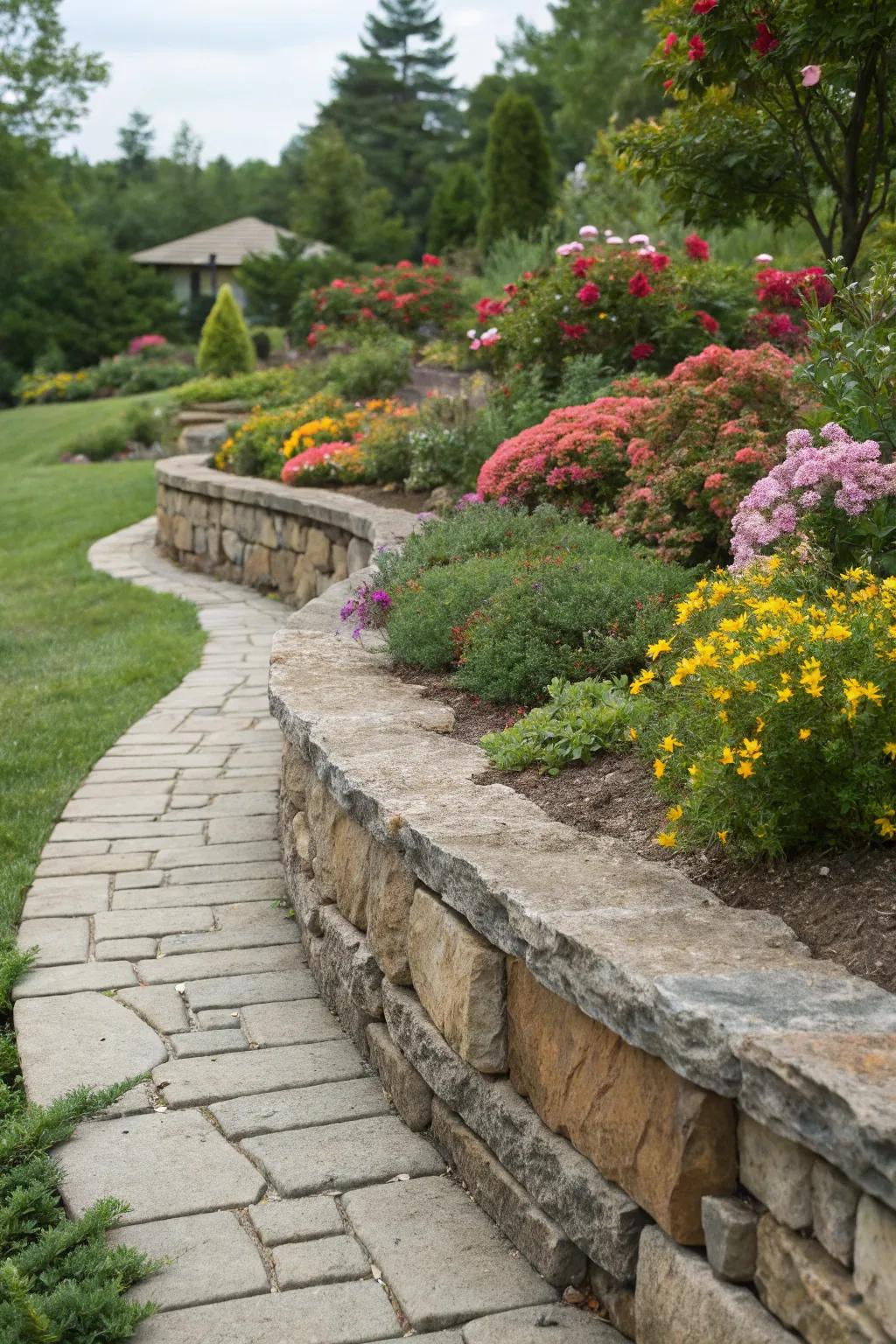 Curved retaining walls bestow a hint of sophistication to any garden.