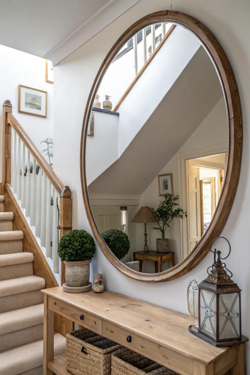 Mirrors do more than reflect light; they conjure an expansive atmosphere.