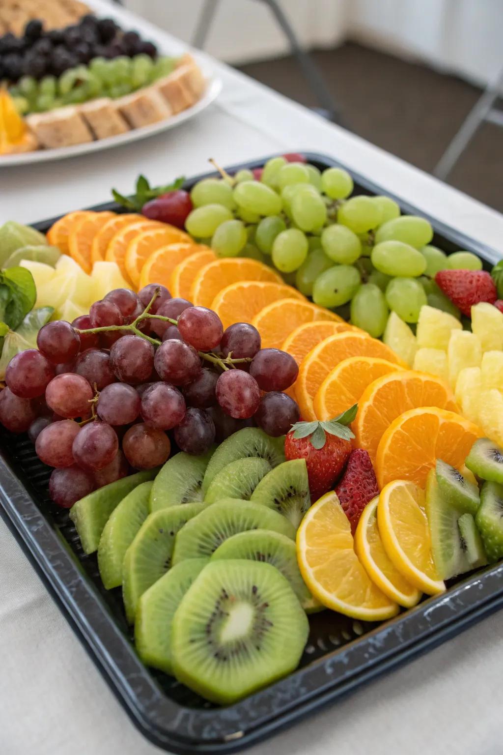 A rainbow of fruits that offers appealing look and taste.