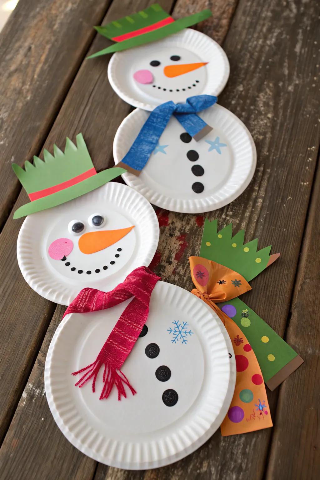 Cardboard circle snowmen infuse charm into any setting.
