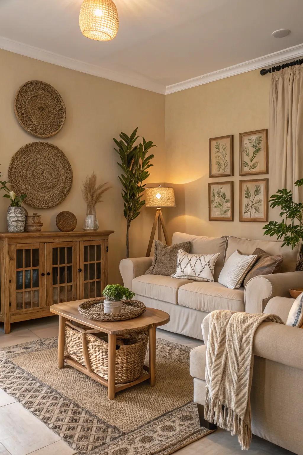 Soothing neutrals create a calm Southern feel.